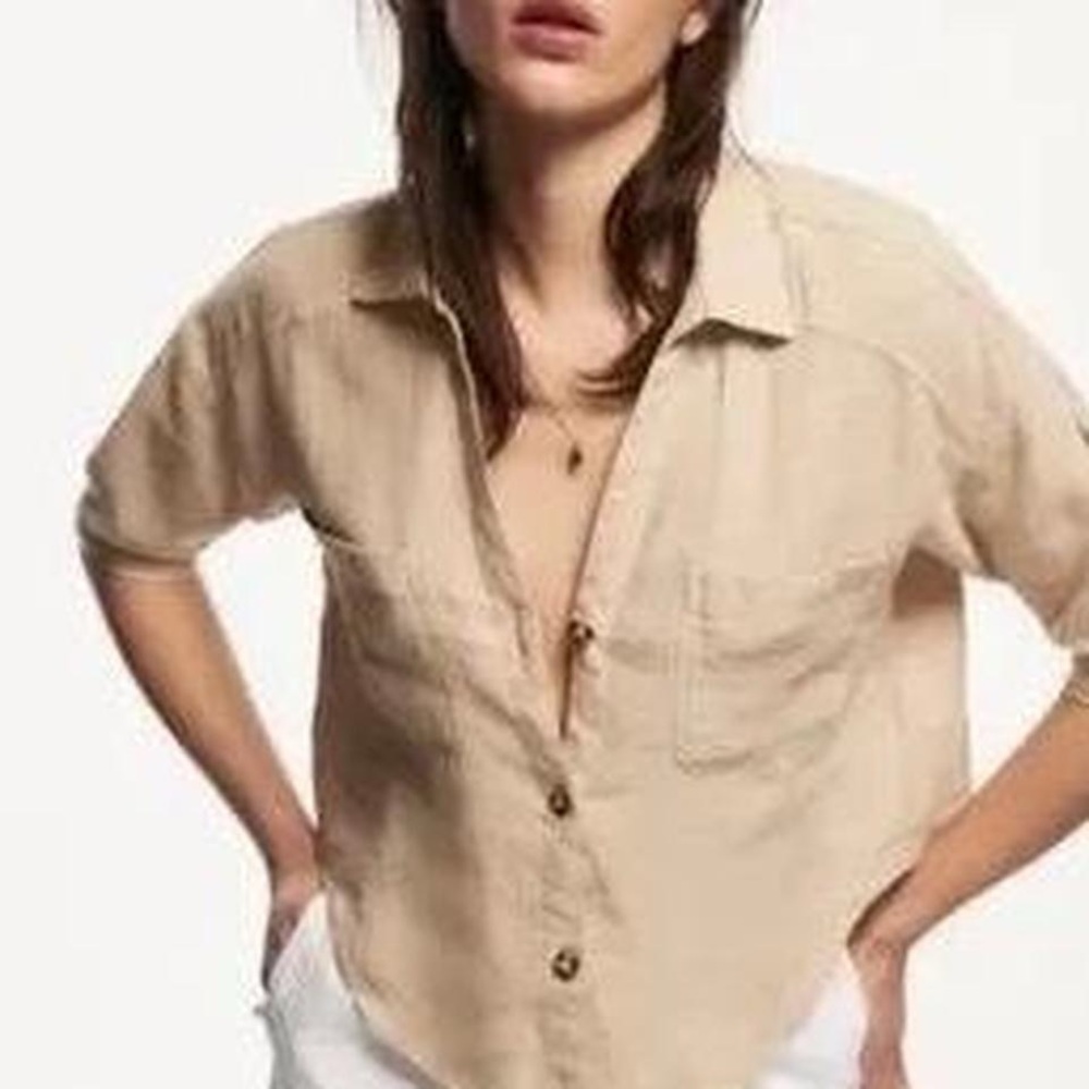 Zara Tan Button-Down Shirt